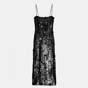 Zara Elegant Black Sequin Dress
